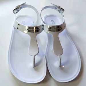 White Michael Kors Sandals t strap size 8